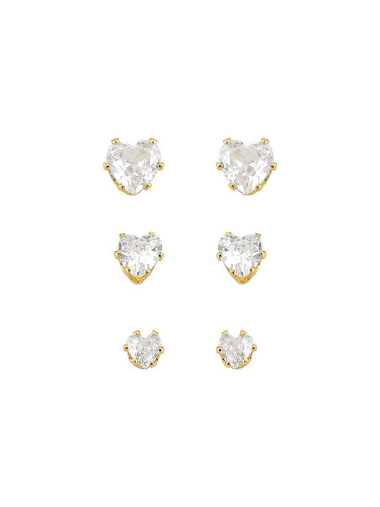 Trio Earring Heart Brilliant Cubic Zirconia